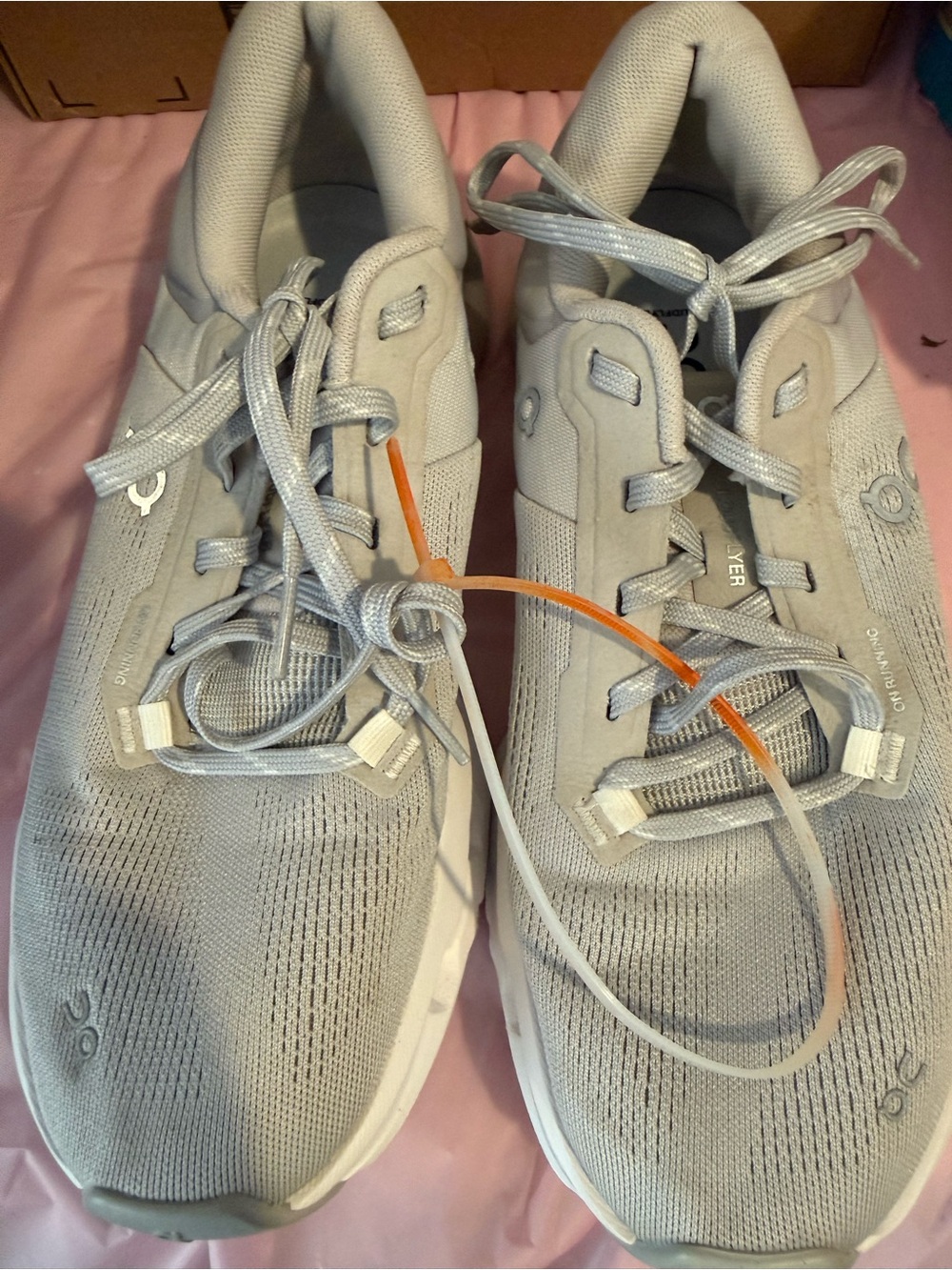 On Running Men's Light Gray Athletic Running Shoes with Subtle Orange Accent